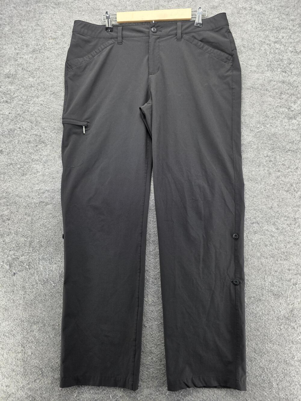 Eddie Bauer Pants Womens 14 Black Khakis Straight Stretch Pockets Travel Zip